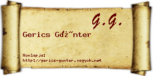 Gerics Günter névjegykártya